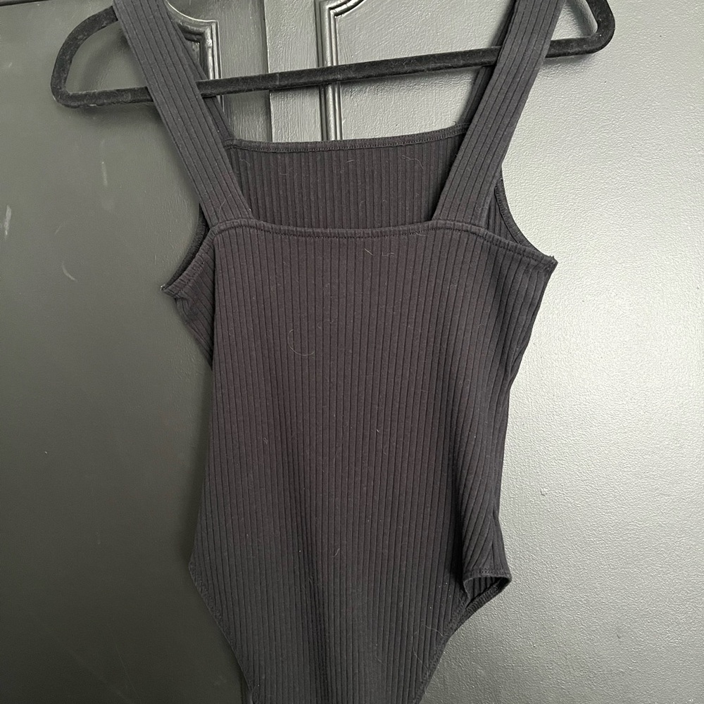 Black Ribbed Bodysuit